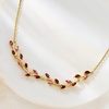 image:imagePure Collection by RossSimons 100 ct tw Garnet and 40 ct tw Pink Topaz Leaf Necklace in 18kt Gold Over Sterling 16 inches