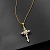image:imageRossSimons 025 ct tw Diamond Cross Pendant Necklace in 18kt Gold Over SterlingDiamond