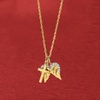 image:imageRossSimons 14kt Yellow Gold Cross and Angel Wings Pendant Necklace With DiamondsDiamond