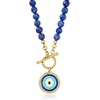 image:imageRossSimons 6mm Lapis Bead and Multicolored Enamel Evil Eye Toggle Necklace in 18kt Gold Over SterlingLapis Lazuli