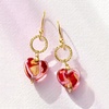 image:imageRossSimons Italian Red and Pink Murano Glass Heart Drop Earrings in 18kt Gold Over Sterling
