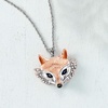 image:imageRossSimons Sterling Silver and 18kt Rose Gold Over Sterling Fox Pendant Necklace With Diamonds and SapphiresSapphire