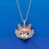 image:imageRossSimons Sterling Silver and 18kt Rose Gold Over Sterling Fox Pendant Necklace With Diamonds and SapphiresSapphire