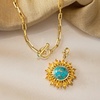 image:imageRossSimons Turquoise and 250 ct tw Citrine Sunflower Toggle Necklace in 18kt Gold Over SterlingCitrine