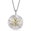 image:imageRossSimons 010 ct tw Diamond Sand Dollar Pendant Necklace in Sterling Silver and 14kt Yellow Gold