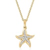 image:imageRossSimons 010 ct tw Diamond Starfish Pendant Necklace in 18kt Gold Over SterlingDiamond
