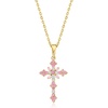 image:imageRossSimons 029 ct tw Pink Sapphire Cross Pendant Necklace With Diamonds in 18kt Gold Over SterlingSapphire