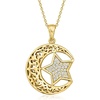 image:imageRossSimons 050 ct tw White Zircon Moon and Star Pendant Necklace in 18kt Gold Over Sterling 18 inches