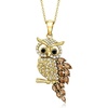image:imageRossSimons 100 ct tw Smoky Quartz 50 ct tw White Zircon and 10 ct tw Black Spinel Owl Pendant Necklace in 18kt Gold Over Sterling 18 inches