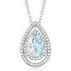 image:imageRossSimons 130 Carat Aquamarine and 30 ct tw White Topaz PearShaped Pendant Necklace in Sterling Silver 18 inches