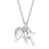 image:imageRossSimons 14kt White Gold Cross and Angel Wings Pendant Necklace With DiamondsDiamond