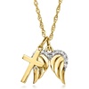 image:imageRossSimons 14kt Yellow Gold Cross and Angel Wings Pendant Necklace With DiamondsDiamond