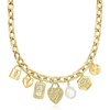 image:imageRossSimons 14kt Yellow GoldPlated Charm Necklace With Simulated Gemstones Pearl and 50 ct tw Czs 18 inches