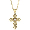 image:imageRossSimons 14kt Yellow GoldPlated Filigree Cross Necklace With 35mm Cultured Pearl18 Inches