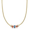 image:imageRossSimons 14kt Yellow GoldPlated and Multicolored Enamel Patriotic Bead Charm Necklace With Simulated Gemstones and Pearls 18 inches