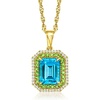 image:imageRossSimons 270 Carat Swiss Blue Topaz and 30 ct tw Chrome Diopside Pendant Necklace With 20 ct tw White Zircon in 18kt Gold Over Sterling
