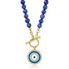 image:imageRossSimons 6mm Lapis Bead and Multicolored Enamel Evil Eye Toggle Necklace in 18kt Gold Over SterlingLapis Lazuli