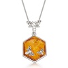 image:imageRossSimons Amber Honeycomb and Bumblebee Pendant Necklace in Sterling SilverAmber