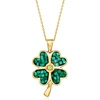 image:imageRossSimons Carved Malachite Inlay 4Leaf Clover Pendant Necklace With 10 Carat Peridot in 18kt Gold Over Sterling 18 inches