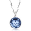 image:imageRossSimons Italian Blue Agate Cat Cameo Pendant Necklace in Sterling Silver 18 inches