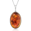 image:imageRossSimons Oval Cognac Amber Pendant Necklace in Sterling SilverAmber