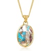 image:imageRossSimons Oval Kingman Turquoise Pendant Necklace in 18kt Gold Over Sterlingstabilizedturquoise