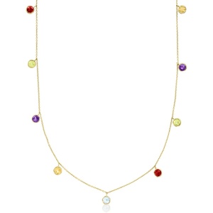 image:imagePure Collection by RossSimons 270 ct tw BezelSet MultiGemstone Station Necklace in 14kt Yellow Goldmulticolor
