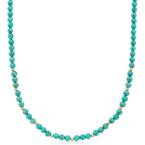 image:imagePure Collection by RossSimons 445mm Turquoise Bead Necklace With 14kt Yellow Goldstabilizedturquoise