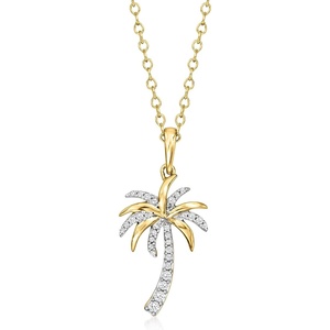 image:imageRossSimons 010 ct tw Diamond Palm Tree Pendant Necklace in 14kt Yellow GoldDiamond