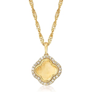 image:imageRossSimons 015 ct tw Diamond Clover Pendant Necklace in 18kt Gold Over Sterling