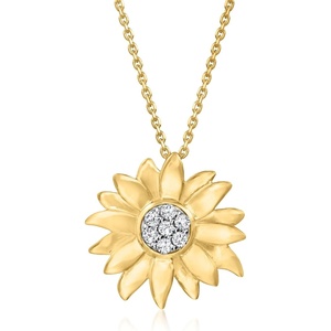 image:imageRossSimons 015 ct tw Diamond Sunflower Pendant Necklace in 18kt Gold Over SterlingDiamond