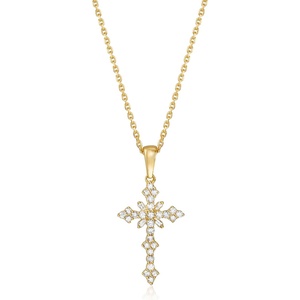 image:imageRossSimons 025 ct tw Diamond Cross Pendant Necklace in 18kt Gold Over SterlingDiamond
