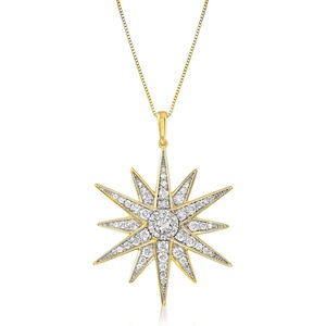 image:imageRossSimons 120 ct tw Diamond Starburst Pendant Necklace in 18kt Gold Over SterlingDiamond