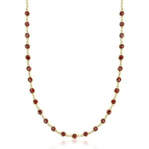 image:imageRossSimons 1200 ct tw BezelSet Garnet Necklace in 18kt Gold Over SterlingGarnet