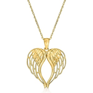 image:imageRossSimons 14kt Yellow Gold Angel Wings Heart Pendant Necklace 18 inches