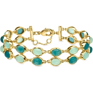 image:imageRossSimons 14kt Yellow GoldPlated Bracelet With Green Quartz and Blue Chalcedony 7 inches