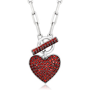image:imageRossSimons 180 ct tw Garnet Heart Toggle Necklace in Sterling SilverGarnet