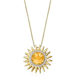 image:imageRossSimons 200 Carat Citrine and 10 ct tw Diamond Sun Pendant Necklace in 18kt Gold Over SterlingCitrine