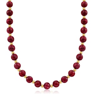 image:imageRossSimons 21500 ct tw Ruby Bead Necklace With 14kt Yellow GoldRuby