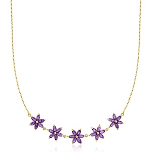 image:imageRossSimons 400 ct tw Amethyst Flower Necklace in 18kt Gold Over Sterling 18 inches