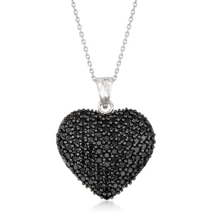image:imageRossSimons 400 ct tw Pave Black Spinel Heart Pendant Necklace in Sterling Silverspinel
