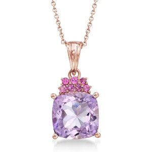 image:imageRossSimons 490 Carat Amethyst and 30 ct tw Rhodolite Garnet Pendant Necklace in 18kt Rose Gold Over SterlingAmethyst