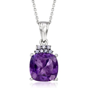 image:imageRossSimons 525 Carat Amethyst and 20 ct tw Tanzanite Pendant Necklace in Sterling SilverAmethyst