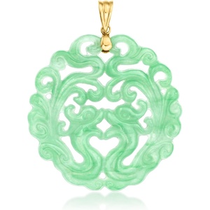 image:imageRossSimons Carved Jade Phoenix Pendant With 14kt Yellow Gold