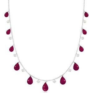 image:imageRossSimons Gemstone and 45mm Cultured Pearl Drop Necklace in Sterling SilverNo Gemstone