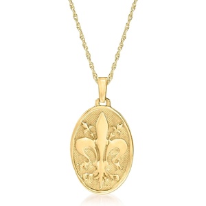 image:imageRossSimons Italian 14kt Yellow Gold FleurDeLis Pendant NecklaceNo Gemstone