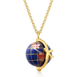 image:imageRossSimons Italian MultiGemstone World Travel Globe Necklace in 18kt Gold Over SterlingNo Gemstone