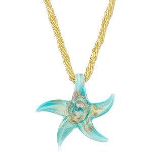 image:imageRossSimons Italian Turquoise Murano Glass Starfish Necklace With 18kt Gold Over SterlingNo Gemstone