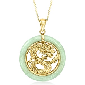image:imageRossSimons Jade Dragon Pendant Necklace in 18kt Gold Over Sterling Silver 18 inches