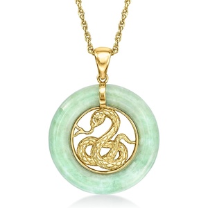 image:imageRossSimons Jade Snake Pendant Necklace in 18kt Gold Over Sterling 18 inches